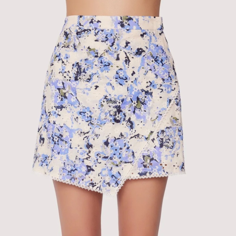 Lost + Wander Light of Iris Floral Eyelet Mini Skirt